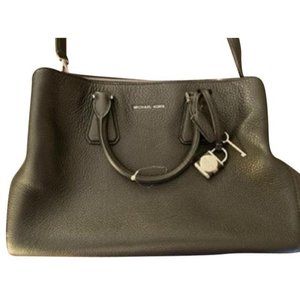 Michael Kors Classic Black Pebbled Leather Signature Padlock 2-Way Satchel
